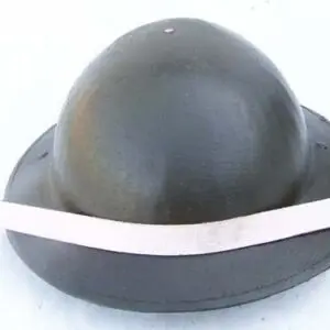 A black hat with white band around it