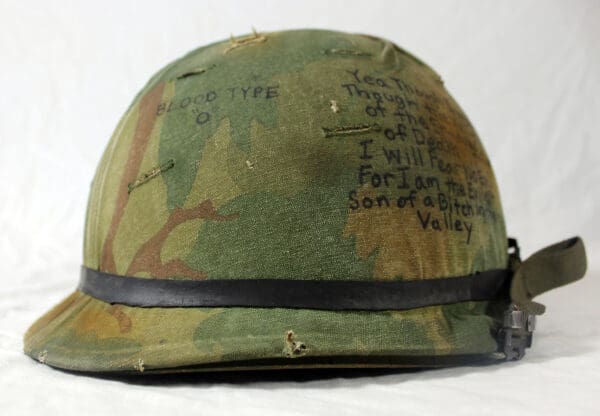 Vietnam M1 helmet and camo cover USMC