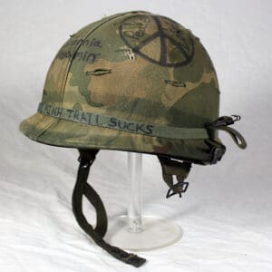 Vietnam M1-1C Paratrooper helmet w/Mitchell Camo cover